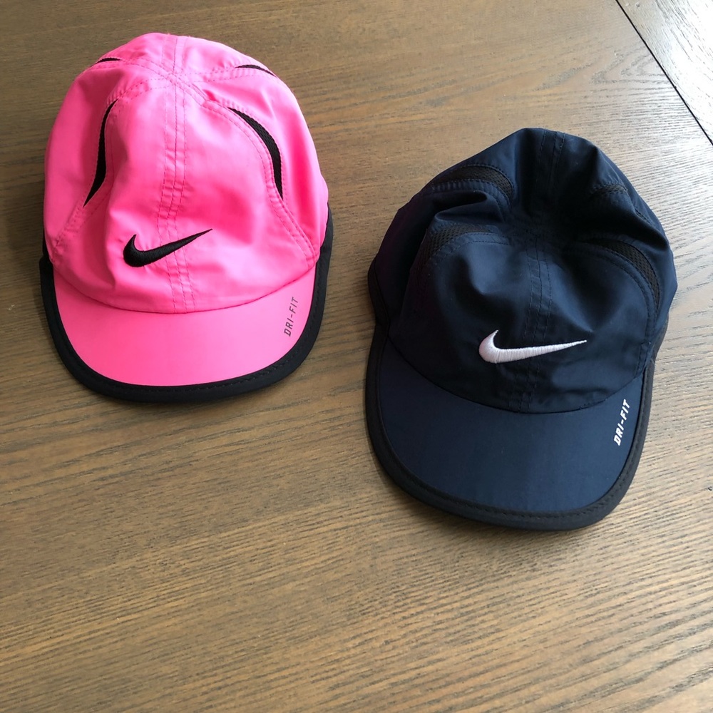 Toddler Nike dri-fit baseball caps navy and pink